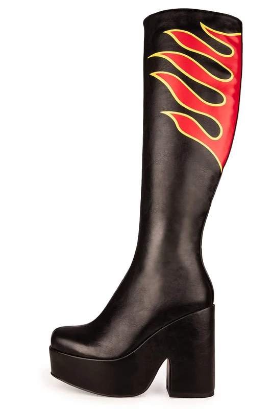 LAMODA Women's Emergency Knee high Boot, Black PU, 7.5 UK - Image 1