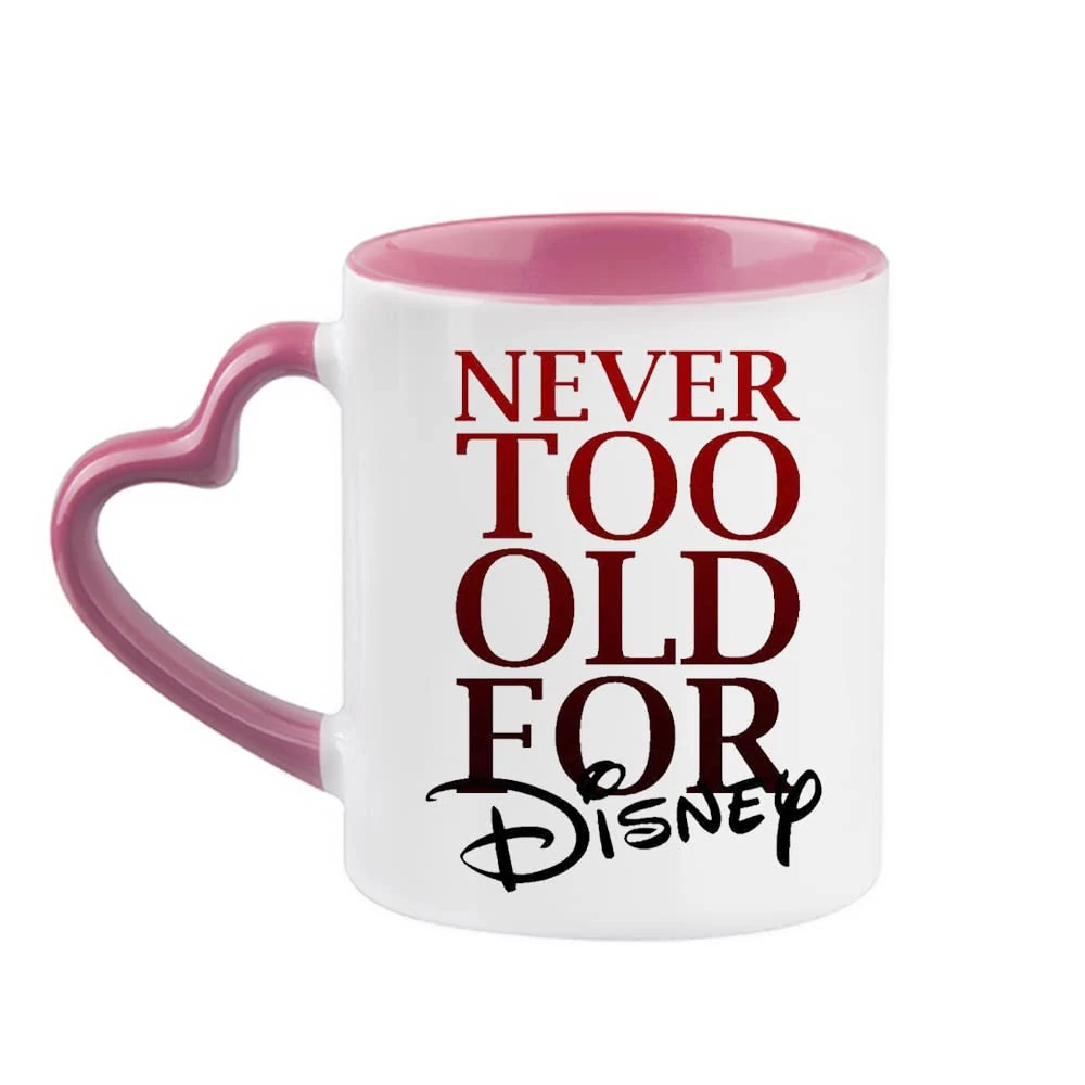 Giftme Never Too Old for Birthday, Christmas, Secret Santa Coffee Tea Mug 11oz Heart Handle Ceramic Mug. (Pink)