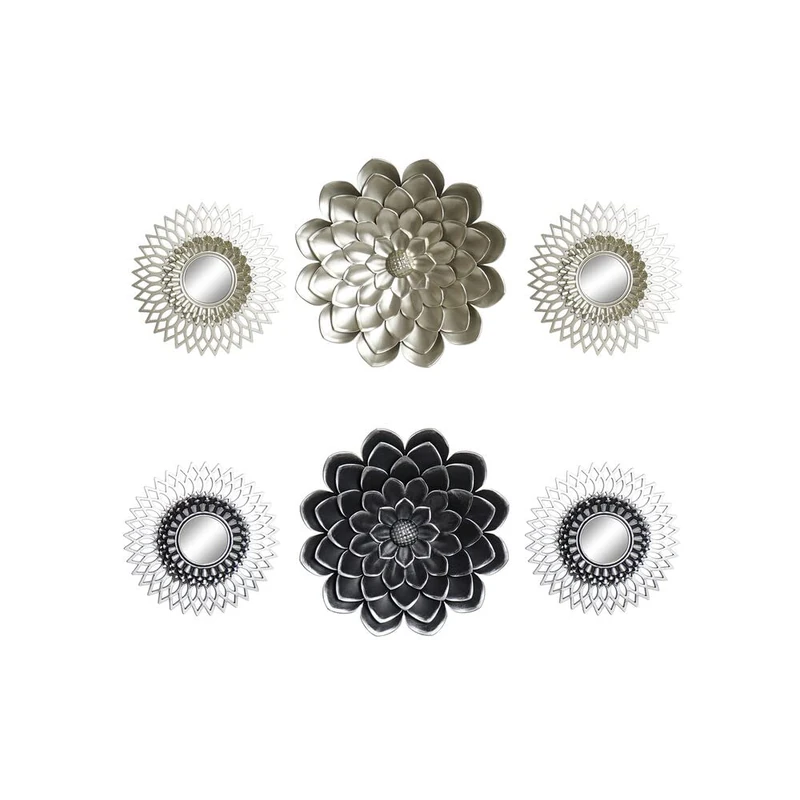 DKD Home Decor Wall Mirror Champagne Glass Silver Cardboard Polypropylene (35 x 2 x 35 cm) (25 x 3 x 25 cm) (3 Pieces) (2 Pieces) (Reference: S30) 19136 - Image 1