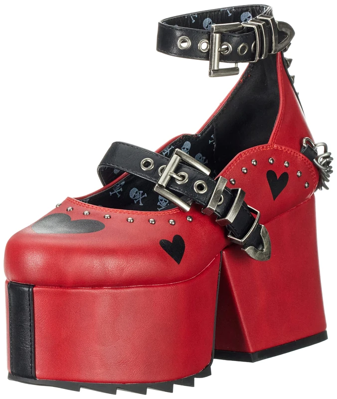 LAMODA - Women's Love Bleeds Chunky Platform Wedge Boots, Red UK 8