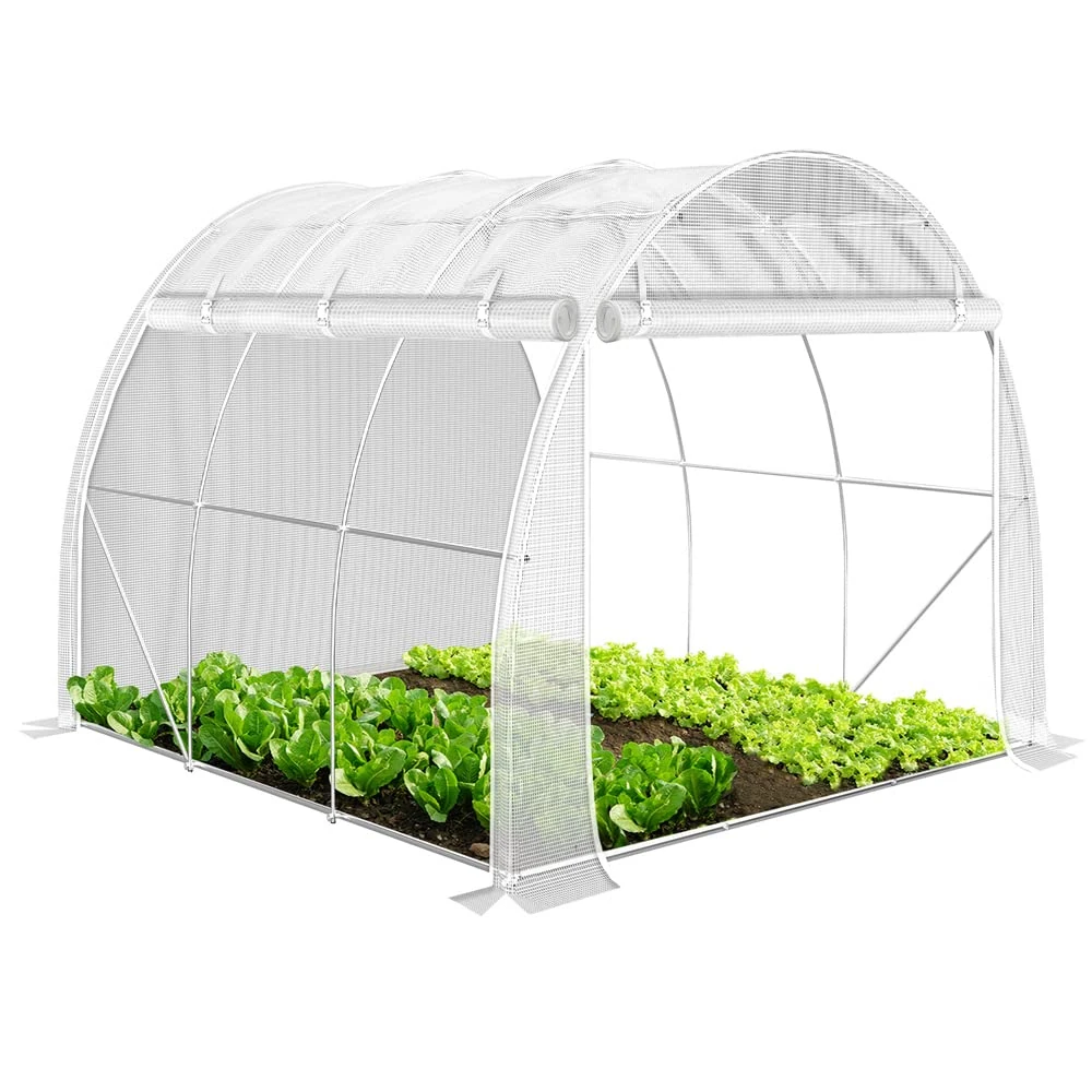VOUNOT Large Polytunnel Greenhouse Gardening Walk In Grow House with Roll-up Side Walls, 3x2x2m 6m², White