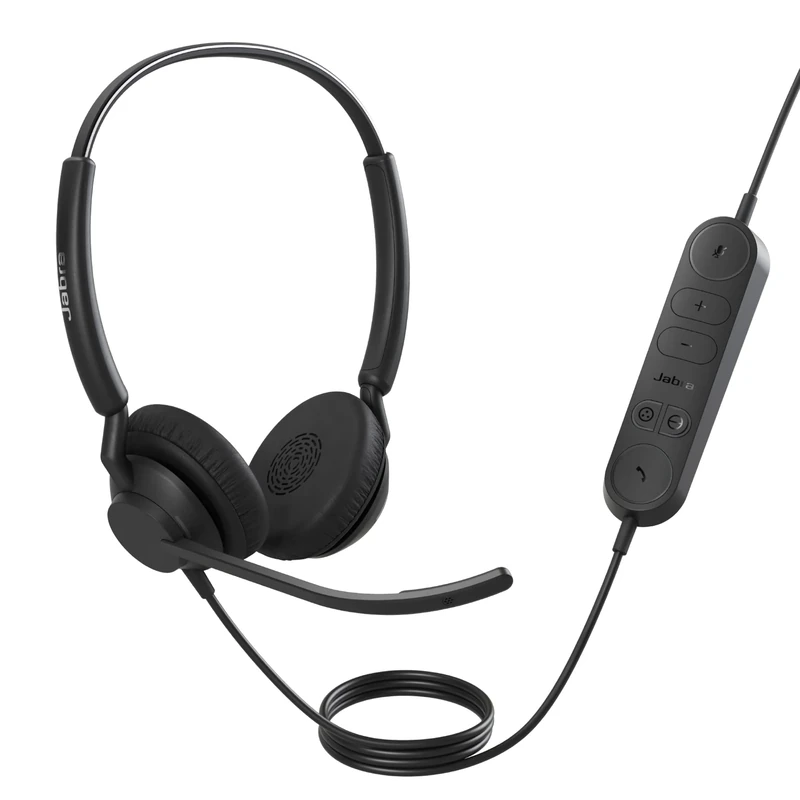 Jabra Engage 40 Wired Stereo Headset with Inline Call Control, Noise-Cancelling 2-Mic Technology, and USB-C Cable - works with all leading Unified communications platforms such as Zoom, Unify - Black