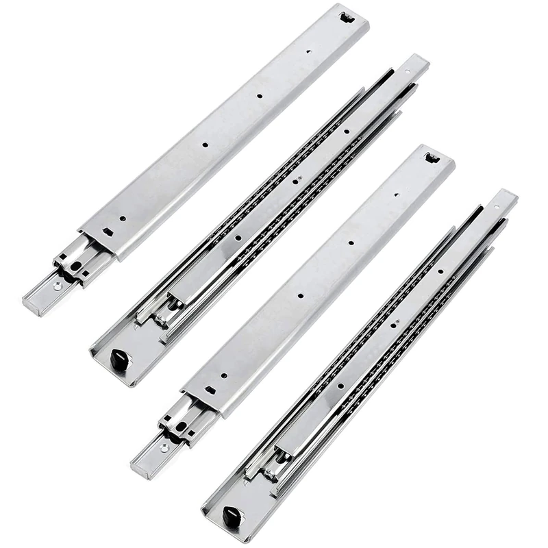 GTV H53 Drawer Runners Full Extension Drawer Runners - 53.9 x 950 mm - 2 mm Thick Galvanised Steel - Roller Extension Telescopic Rail Ball Guide - Rail System Maximum Load 100 kg 2 Set = 4 Pieces - Image 1