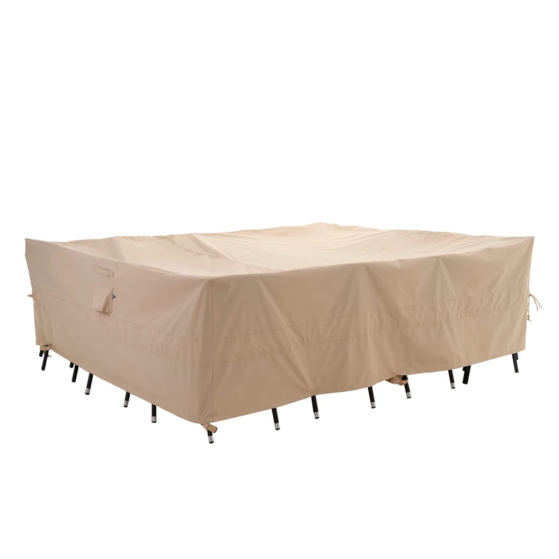 WJ-X3 Large Patio Furniture Cover Waterproof, Rectangular Outdoor Table Chair Set Cover UV Resistant, Heavy Duty Deck Dining Cover, High Wind Resistant, Anti-fading 108W x 84D x 31H Inches, Beige