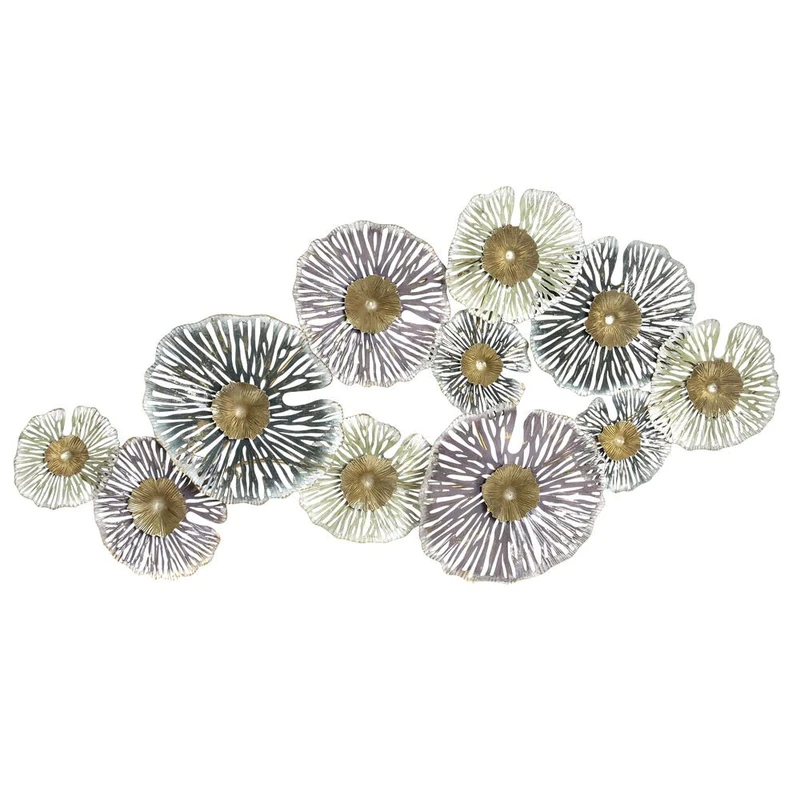 DKD Home Decor Brand Wall Decor Gold Metal Green Light Pink (132 x 11 x 70 cm) (Reference: S3018962)