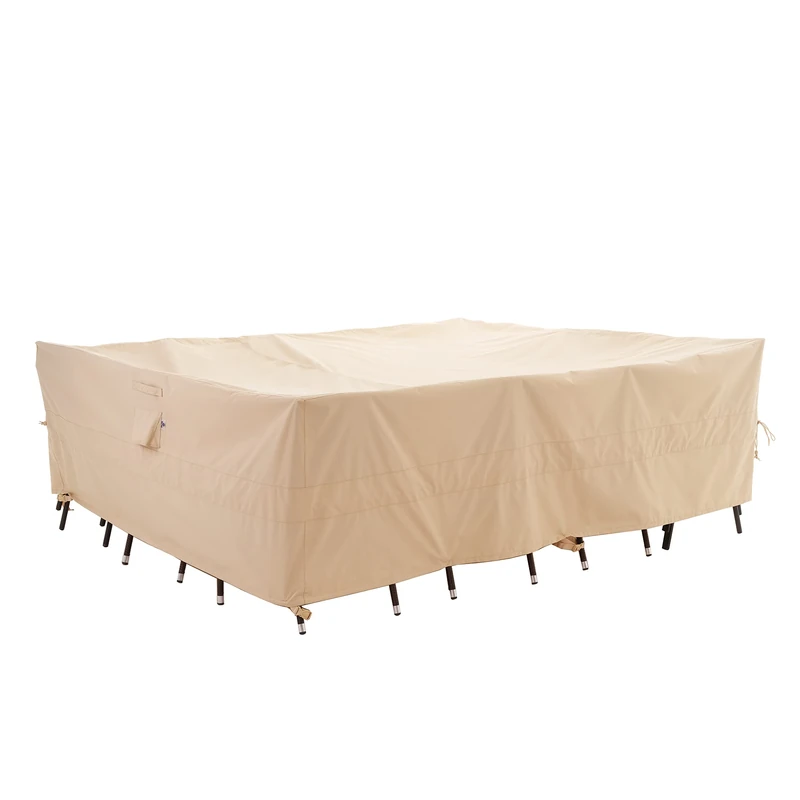WJ-X3 Large Rectangular Beige Heavy-Duty Patio Table Cover, 136x88x36in - Wind-Resistant, Waterproof, Anti-Fade - Perfect for Outdoor Sectional Furniture Sets