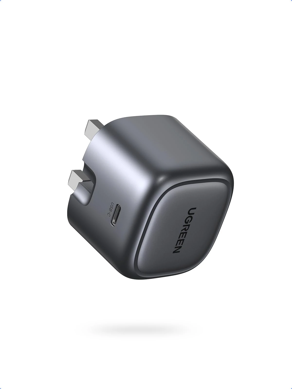 UGREEN USB C Charger Nexode 30W USB C Plug PD 3.0 Fast Charging Foldable GaN Charger Compatible with iPhone 17/16/15/14/13/12 Series, iPad Air/Mini, Galaxy S25/S24, Pixel 9/8/7, Silver Grey