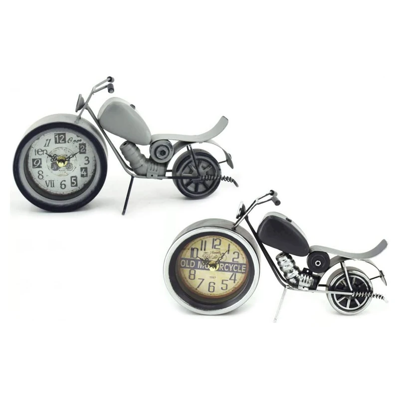 DKD Home Decor Brand Table Clock Black Grey Iron (29.5 x 7.5 x 17 cm) (2 Pieces) (Reference: S3026711) - Image 1