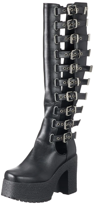 LAMODA Women's Immortality Knee high Boot, Black PU, 4 UK