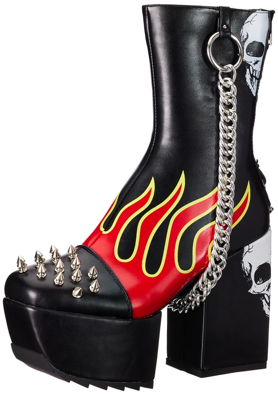 LAMODA Women's Cutting Corners Mid Calf Boot, Black Flame, 6 UK