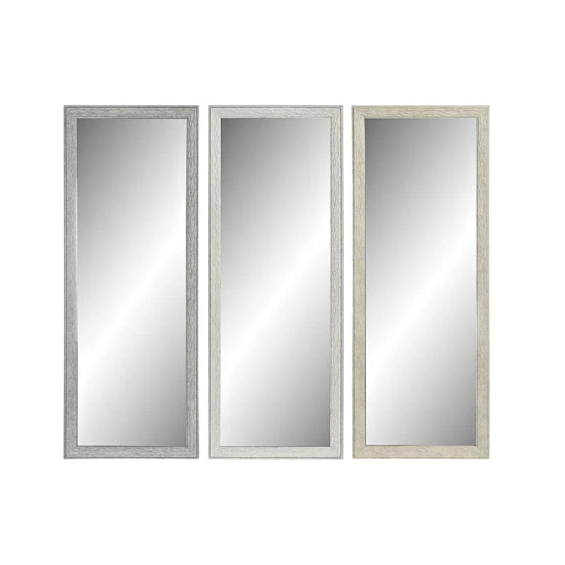 DKD Home Decor Wall Mirror Glass Grey Beige Polystyrene (36 x 2 x 95.5 cm) (3 Pieces) (Reference: S3019347)