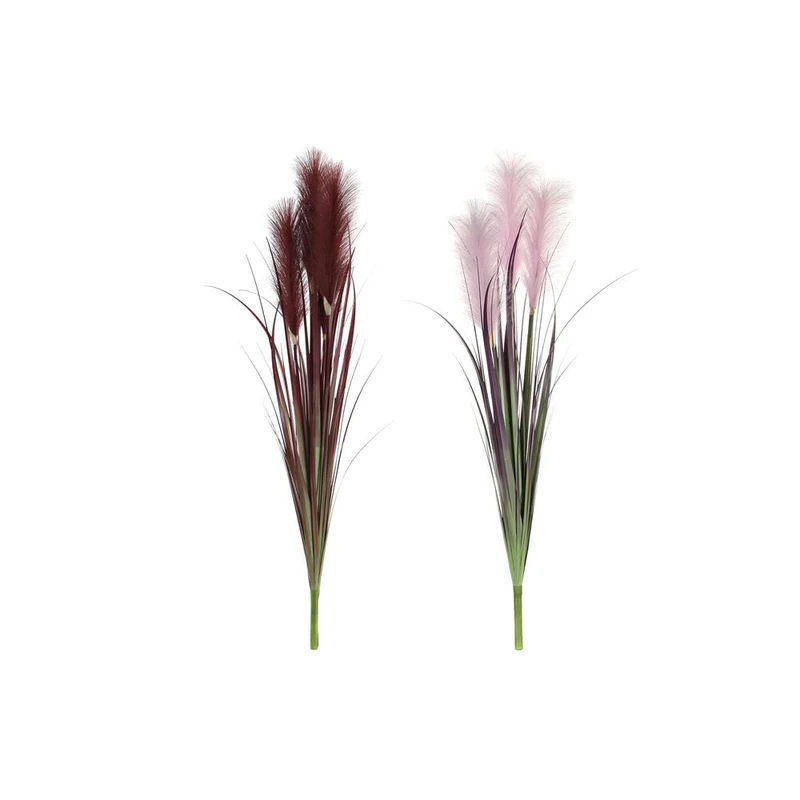 DKD Home Decor Brand Decorative Plant Pink Green Bordeaux PVC (11 x 11 x 91 cm) (2 Pieces) (Reference: S3020031)