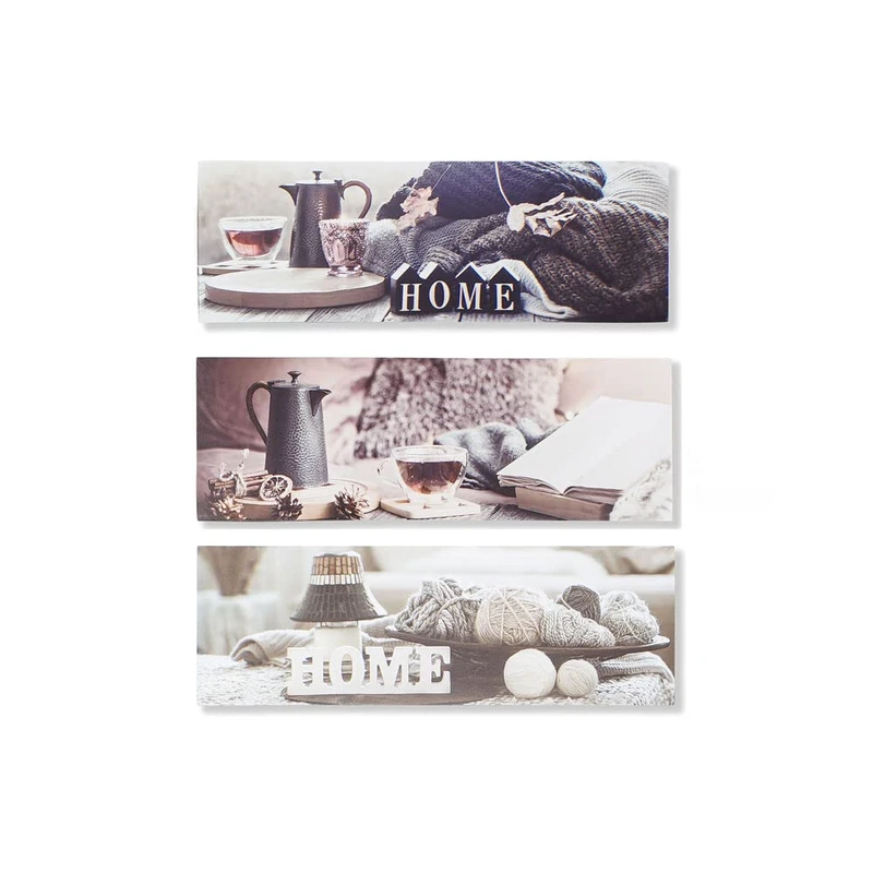 DKD Home Decor Canvas Wooden MDF (3 Pieces) (90 x 2 x 30 cm) (Reference: S3018147)