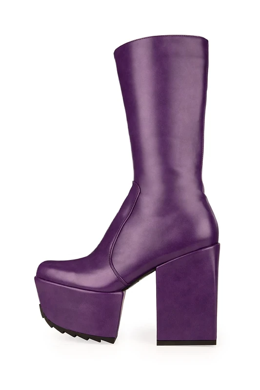 LAMODA Women's Magnolia Mid Calf Boot, Purple PU, 3.5 UK - Image 1