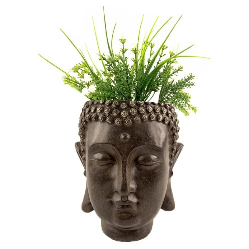 DKD Home Decor Buddha Resin Dark Brown (17.5 x 17.5 x 20.5 cm) (2 Pieces) (Reference: S3024062)