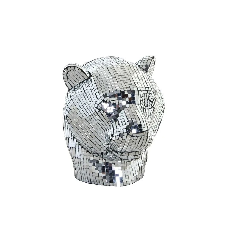 DKD Home Decor Silver Leopard Resin Figurine (31 x 27 x 32 cm) (Reference: S3019594)