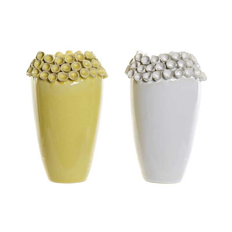 DKD Home Decor Vase White Ochre Modern Stoneware (2 Pieces) (16 x 16 x 26 cm) (Reference: S3020513) - Image 1