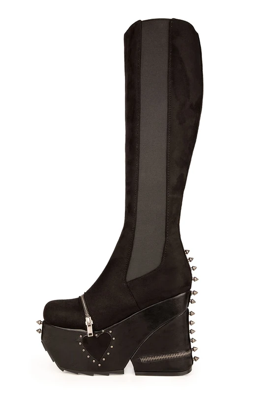 LAMODA Women's Spell On You Knee high Boot, Black PU, 7.5 UK