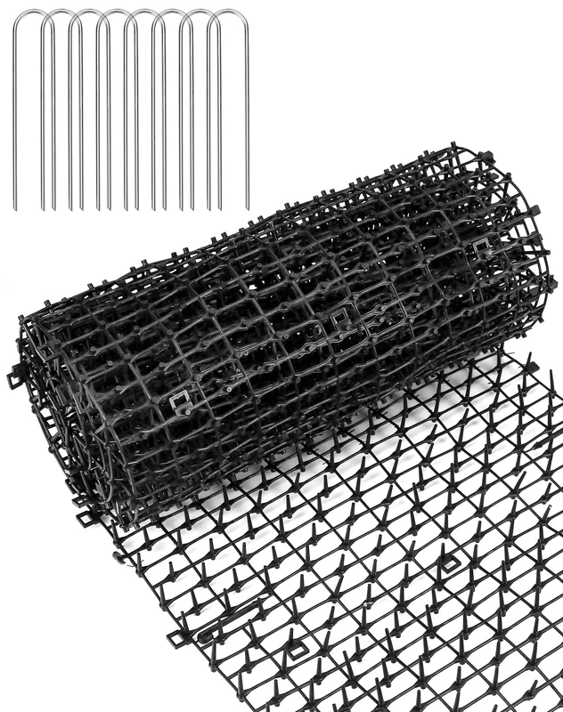 QWORK® Prickle Strip Dig Stopper, Anti Cat Mat Anti Cat Spikes for Preventing Animals from Entering the Garden and Destroying Plants, 200cm x 30cm