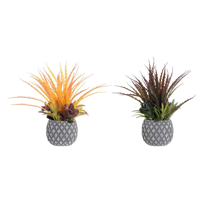 DKD Home Decor Orange Pink Decorative Plant Stoneware Polypropylene (PP) (Pack of 2) (31 x 28 x 29 cm) (Reference: S3014239)