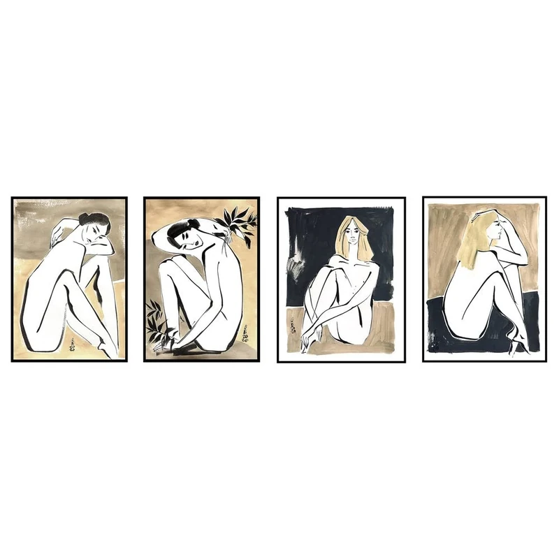 DKD Home Decor Polystyrene Women's Canvas Picture (4 Pieces) (52.5 x 3.5 x 72 cm) (Reference: S3018232)