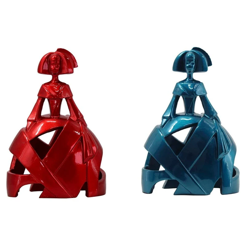 DKD Home Decor Red Blue Resin Figurine (16 x 10 x 23.5 cm) (2 Pieces) (Reference: S3019582)