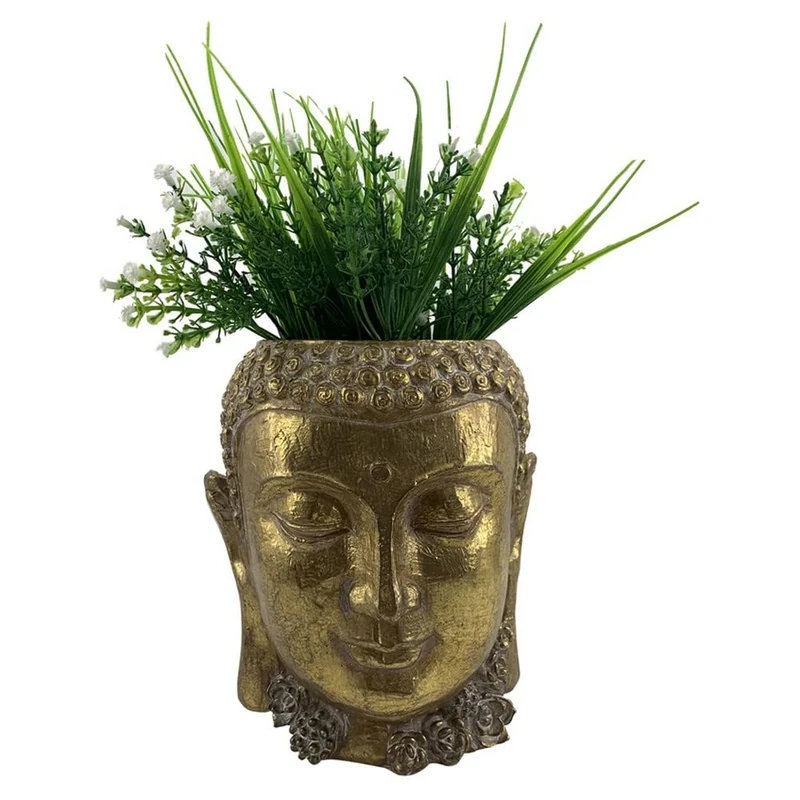 DKD Home Decor Gold Buddha Resin Planter (19.5 x 20.8 x 23.5 cm) (2 Pieces) (Reference: S3024058)