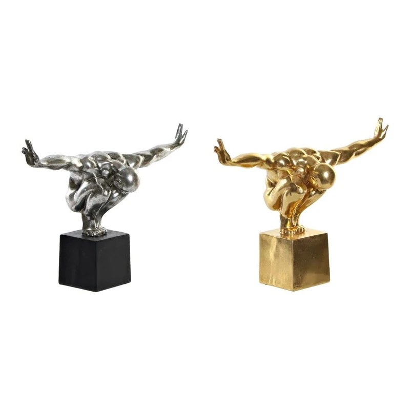 DKD Home Decor Silver Gold Resin Decorative Figurine (38 x 13.5 x 26 cm) (2 Pieces) (Reference: S3019655) - Image 1