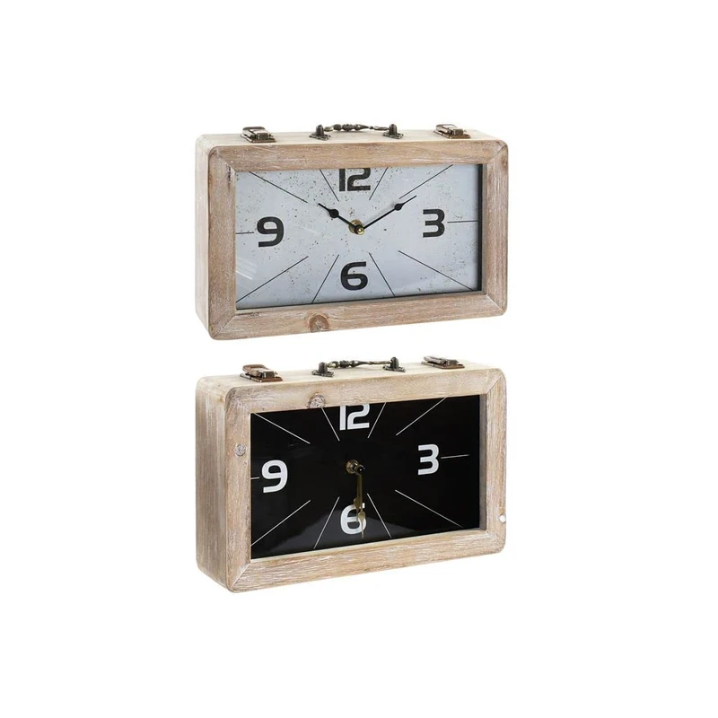 DKD Home Decor Brand Table Clock Black Glass Metal White MDF (30 x 6 x 20 cm) (2 Pieces) (Reference: S3016574) - Image 1