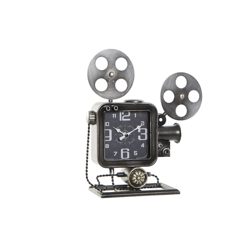 DKD Home Decor Table Clock Glass Black Iron (31.5 x 10 x 35 cm) (Reference: S3026694)
