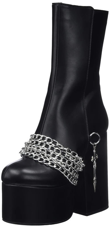 LAMODA - Awkward Lies Chunky Platform Ankle Boots, EU 39, Black PU, 7 UK