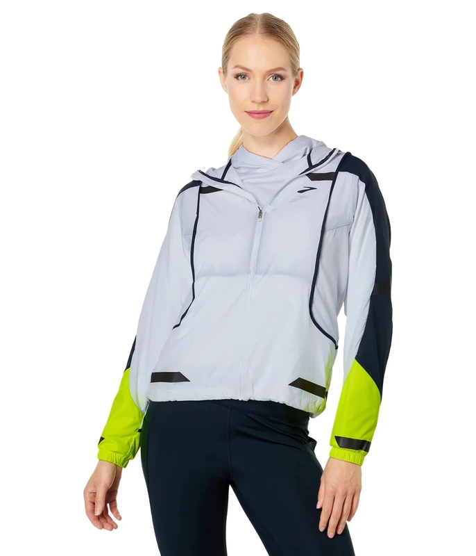 BROOKS 221560134 Run Visible Convertible Jacket Jacket Women's White/Asphalt/Nightlife Size 40