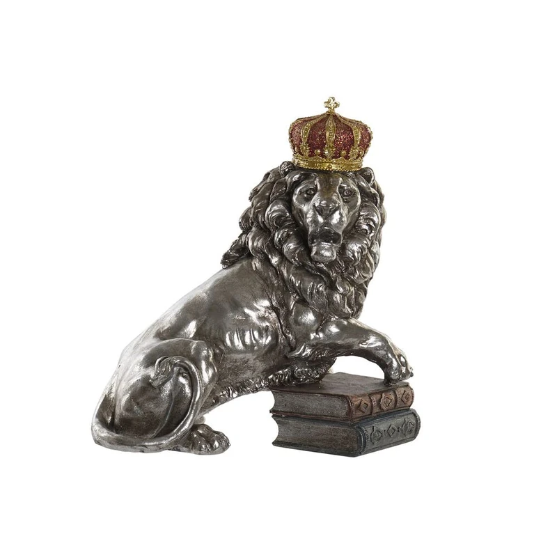 DKD Home Decor Silver Lion Resin Figurine (42 x 25 x 45 cm) (Reference: S3026871) - Image 1