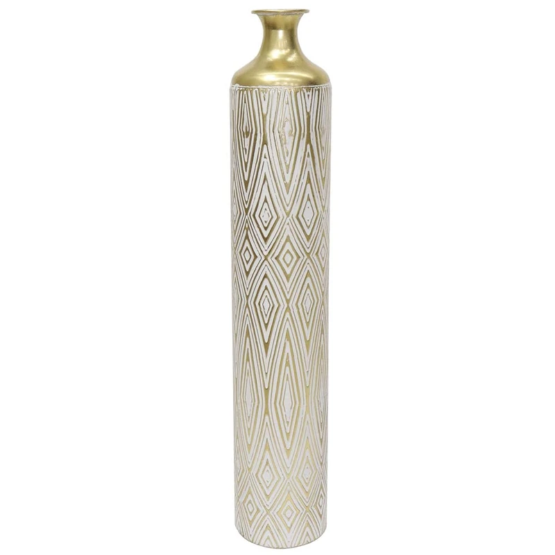 DKD Home Decor White Colonial Metal Vase (15 x 15 x 85 cm) (Reference: S3020442)
