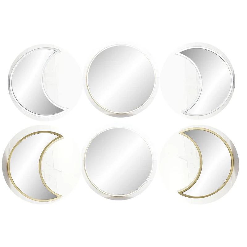 DKD Home Decor Wall Mirror Gold Silver Polypropylene (25 x 1.5 x 25 cm) (3 Pieces) (2 Pieces) (Reference: S3019365)
