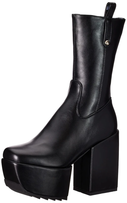 LAMODA - Kickin' It Platform Ankle Boots, EU 40, Black PU, 8 UK