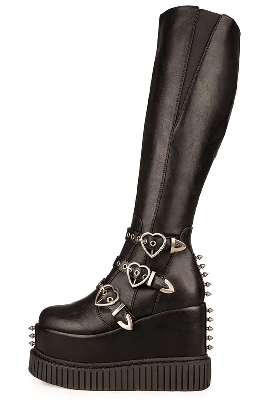 LAMODA Women's Landslide Knee high Boot, Black PU, 6.5 UK - Image 1