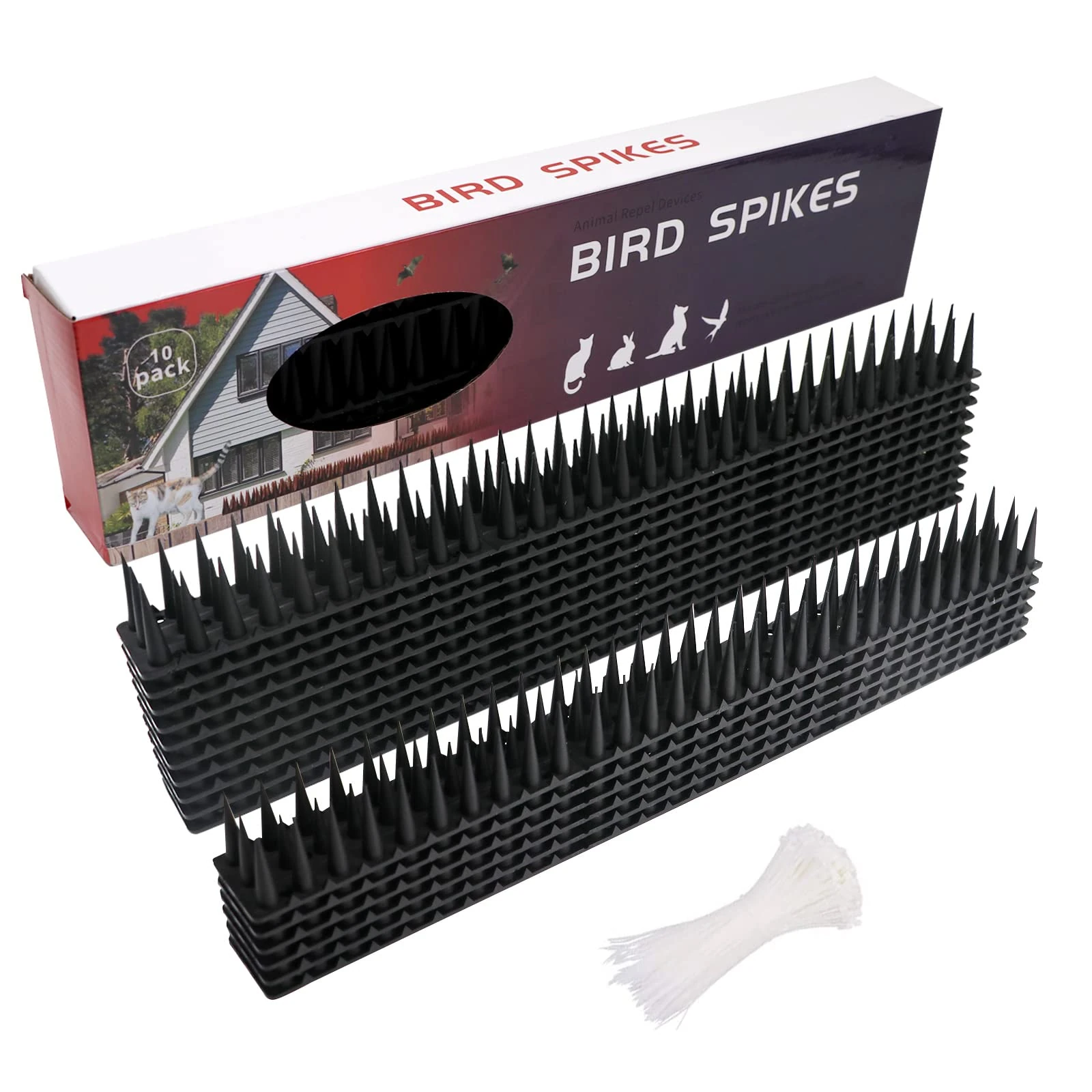 MAINOSHY 10PCS Fence Spikes for Bird Pigeon Cat Plastic Bird Spikes Pigeon Spike Garden Security Bird Deterrent Spikes for Squirrel Pigeon
