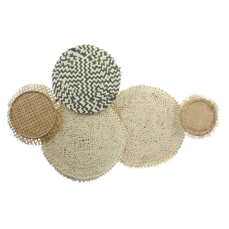 DKD Home Decor Wall Decor Linen Rattan Circles (96 x 6 x 60 cm) (Reference: S3018980)