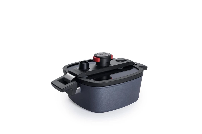 Woll Active Lite Square Casserole Dish with Active Lite Lid, 22 cm x 22 cm, 9 cm High, 3.2 litres, with 2 Side Handles, Induction, Suitable for All Types of Cookers, Cast Aluminium, Anthracite