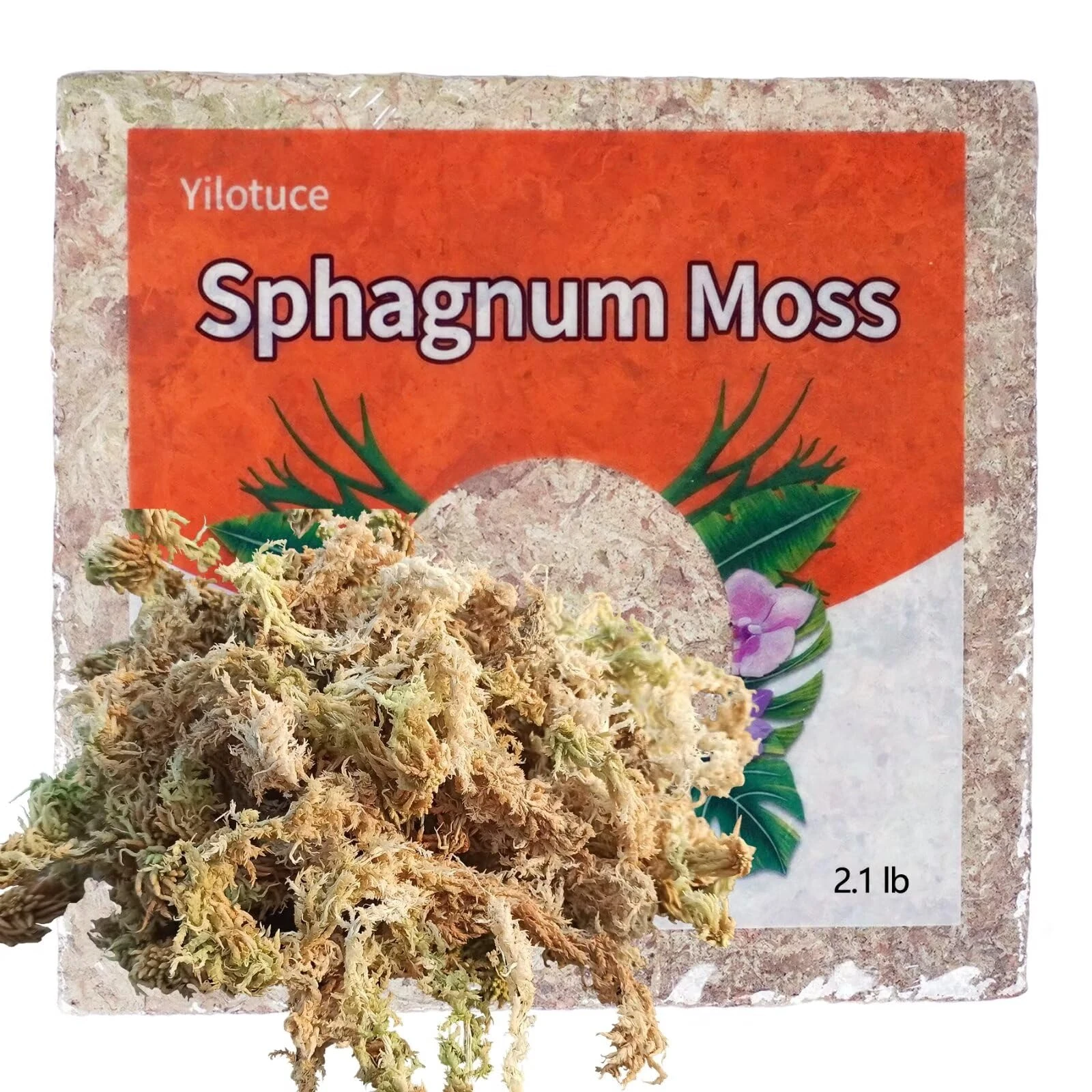 Yilotuce 920g Sphagnum Moss for Plants, Carefully Selected Clean Sphagnum Moss Brick for Rooting Plants