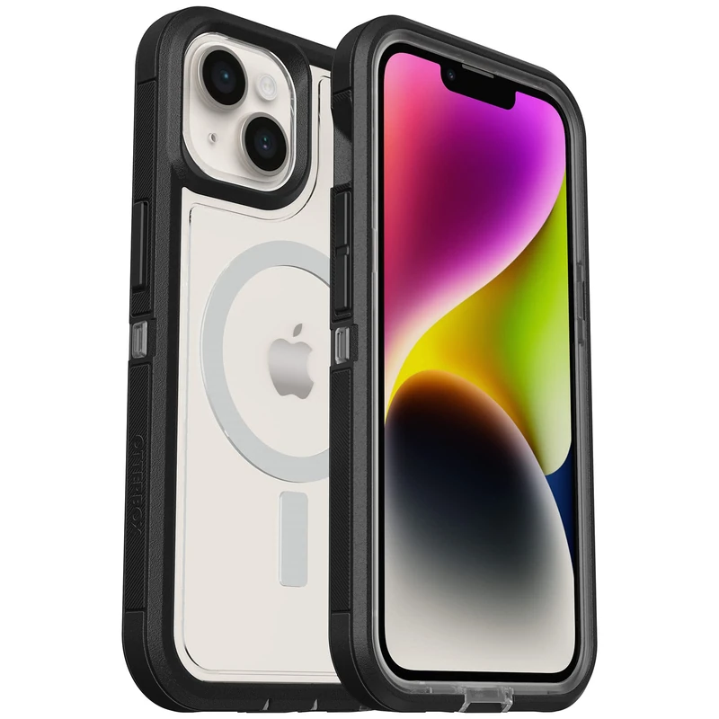 OtterBox iPhone 14 & iPhone 13 Defender Series XT Case - Black Crystal, Screenless, Rugged, Snaps to MagSafe, Lanyard Attachment