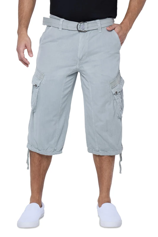 X RAY Men's Belted Cargo Long Shorts 18" Inseam Below Knee Length Multi Pocket 3/4 Capri Pants (Big and Tall Shorts for Men), Slate Grey, 30 - Image 1