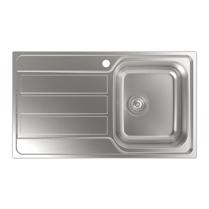 Cata | Above Countertop Kitchen Sink | Square Bucket with Drainer | CDP-1 EI Model | Furniture Installation 45 cm | Depth 18 cm | Stainless Steel