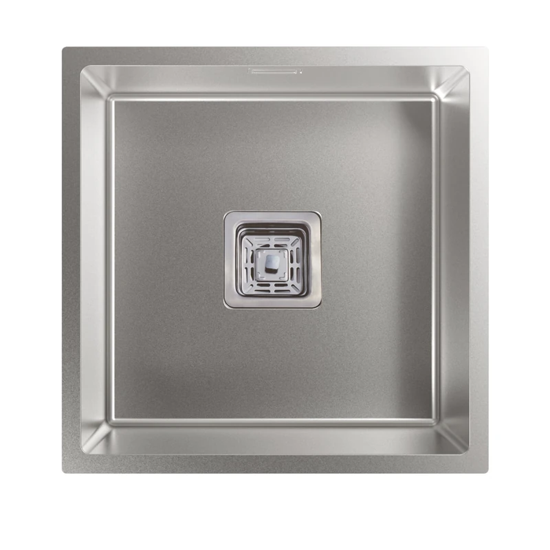 Cata | Undercounter Kitchen Sink | 1 Bowl | CB 40-40 R10 | Square Bucket | Installation on 50 cm Cabinet | Depth of 20 cm | Stainless Steel