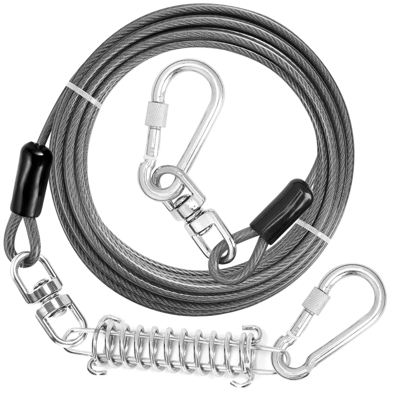 jenico 150 FT Dog Tie Out Cable with Swivel Hook, Heavy Duty Dog Runner Cable for Yard, Outdoor and Camping, Rust-Proof Training Line for Dogs Up to 500 LBS
