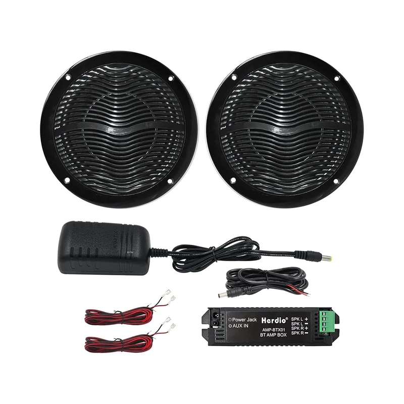 Herdio 6.5 Inches 120 Watts 2-Way Waterproof Marine Ceiling Speakers Perfect for Kitchen Home Tub Bathroom Outdoor (Black)