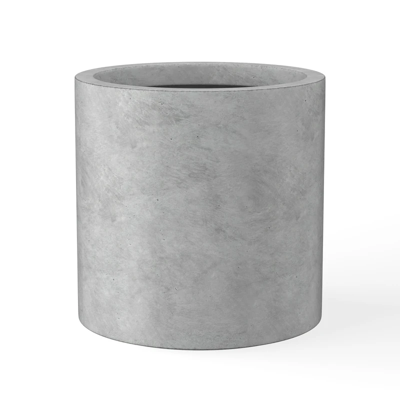Kante 12.6" Dia Round Concrete Planter, Modern Style Large Cylindrical Plant Pot with Drainage Hole and Rubber Plug for Indoor Outdoor Patio, Natural Concrete - Image 1