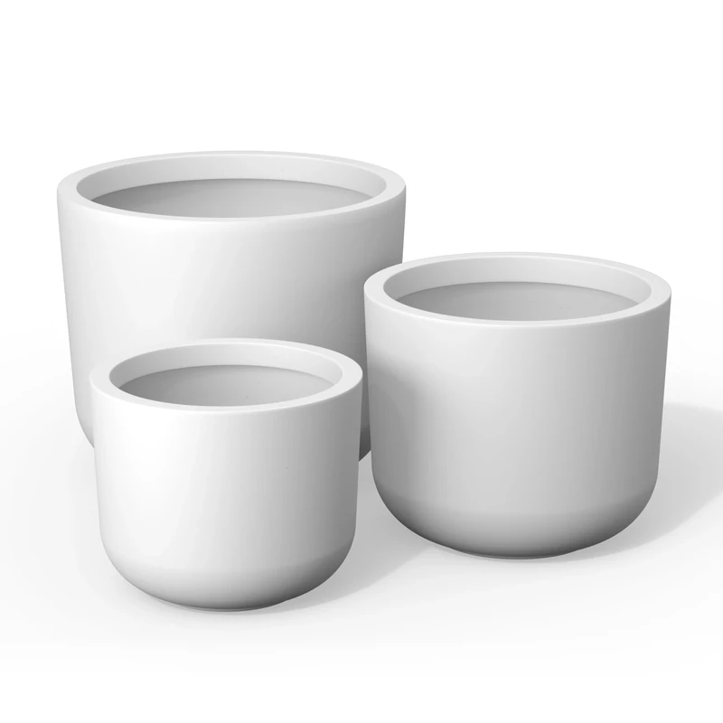 Kante Planter, Concrete, White, 13.1",11",9" Dia