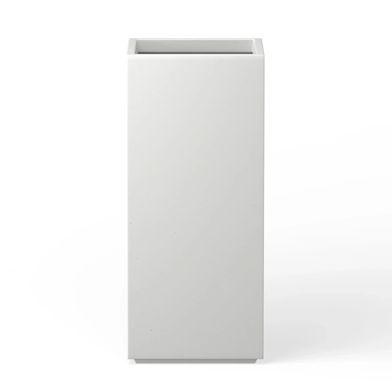 Kante 19.7" H Tall Rectangular Concrete Planter, Modern Square Diameter Plant Pot with Drainage Hole and Rubber Plug for Indoor Outdoor Home Patio Garden, Pure White